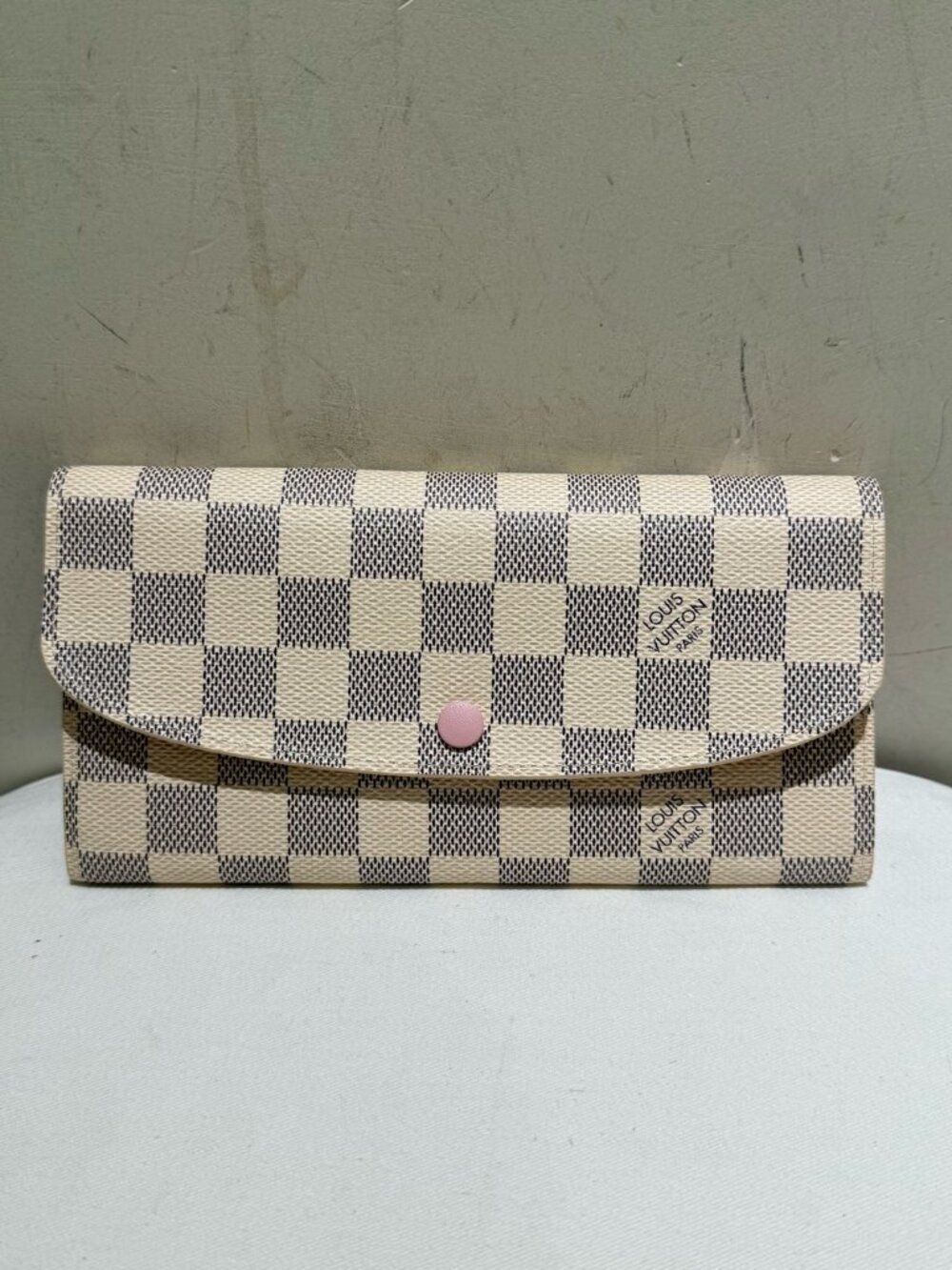 Louis Vuitton Emilie White Damier Azur Canvas Long Flap Snap Wallet